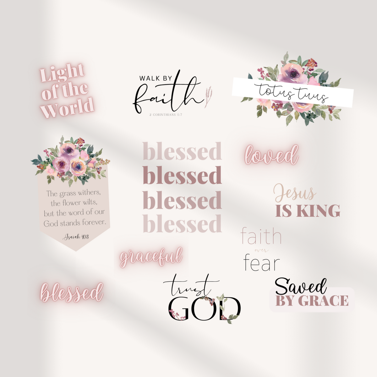 Catholic Digital Stickers (12 Stickers)